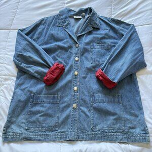 Vintage 80s 90s Embroidered Embellished Denim Blue Jean Jacket Beaded Womens XL